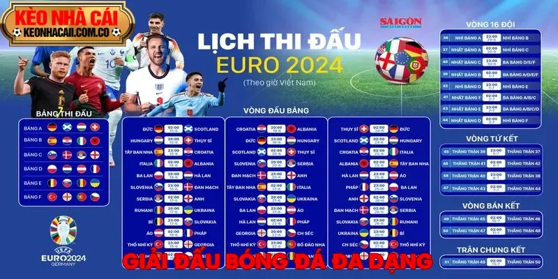 Lịch thi đấu bóng đá phong phú về giải đấu trong nước và quốc tế